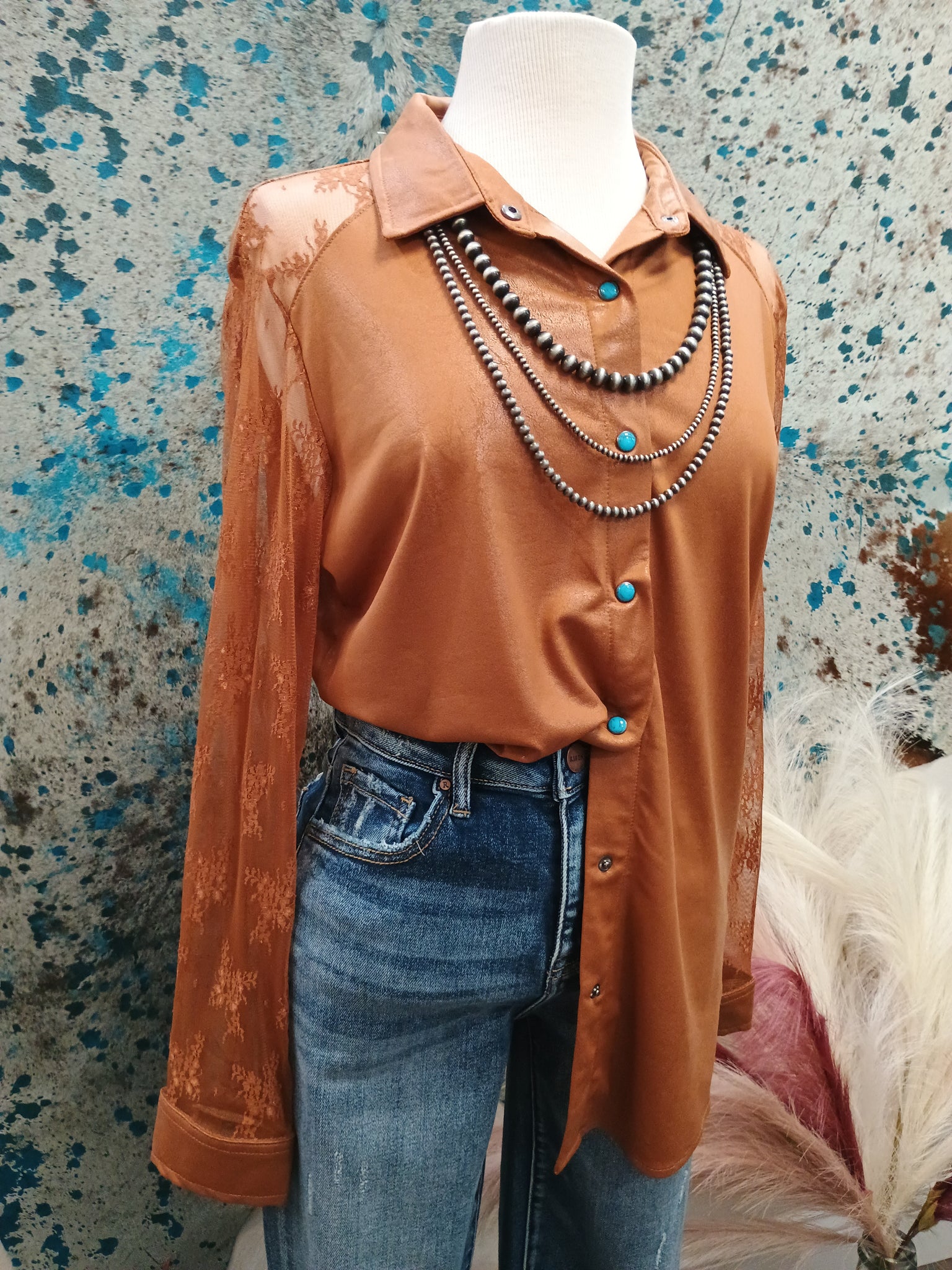 The Button Rust Down Top Cardigan