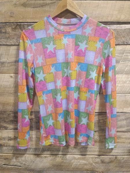 The Stars Multi Colored Mesh Top