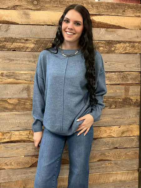 The Stop Here Dusty Blue Sweater