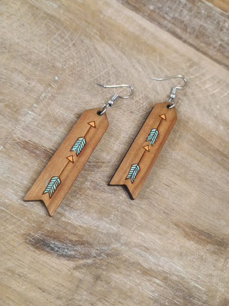 The Long Way Arrow Wood Earrings