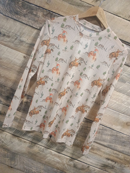 The Bronc and Rope Taupe Mesh Top