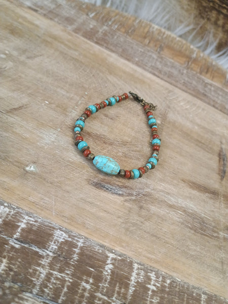 The Real Turquoise and Red Stone Bracelet