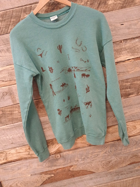 The Western All Over Mineral Dusty Green Sweatshirt