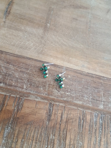 The Simple Cross Stud Turquoise & Brass Earrings