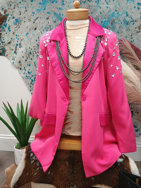 The Jewel Covered Bright Pink Blazer
