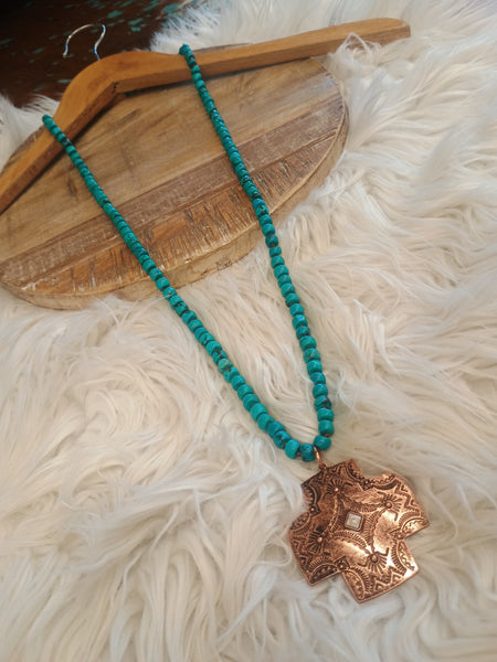 The Cross The Day Turquoise Necklace