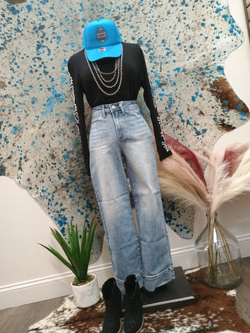 The Debbie High Rise Wide Leg Light Wash Jeans