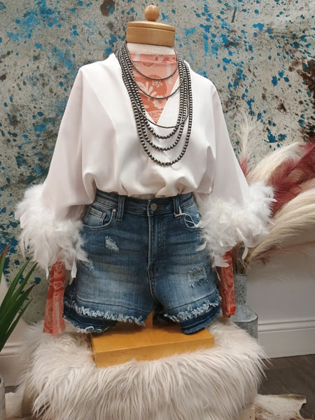 The Fun Feathers White Body Suit Top