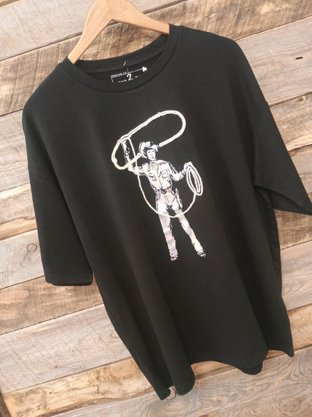The Rope It Cowboy Black Tee