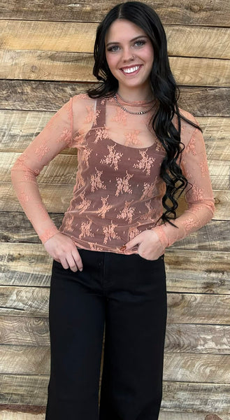 The Coral Lace Mesh Top