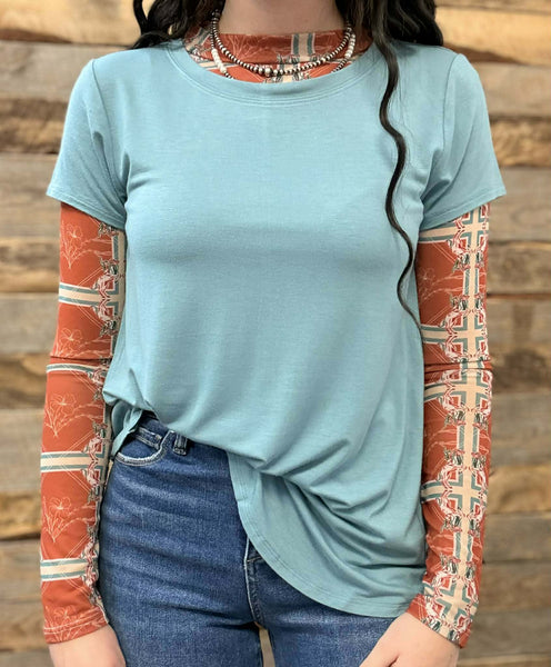 The Walk This Way Dusty Teal Top