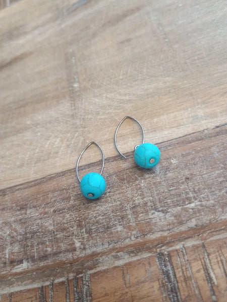 The Simple Round Turquoise Earrings