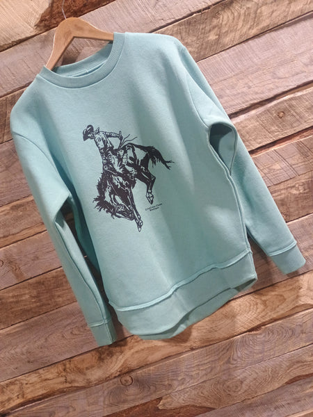 The Bronc Perfect Cut Teal Sweatshirt
