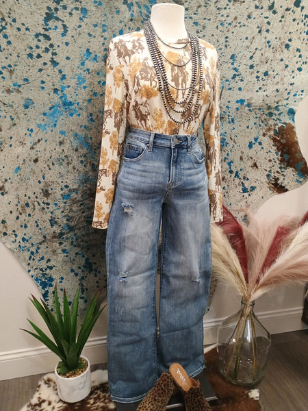 The Kayla High Rise Wide Leg Vintage Wash Jeans