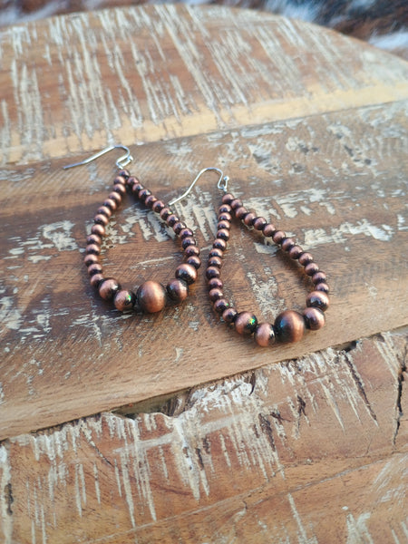 The Way To It Faux Navajo Pearl Copper Earrings