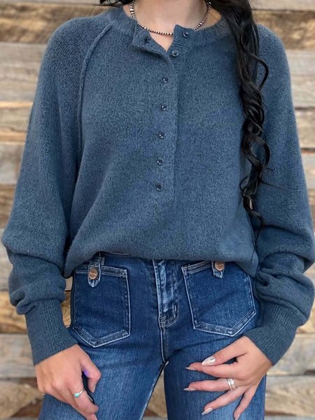 The Half Way Dusty Blue Sweater Top