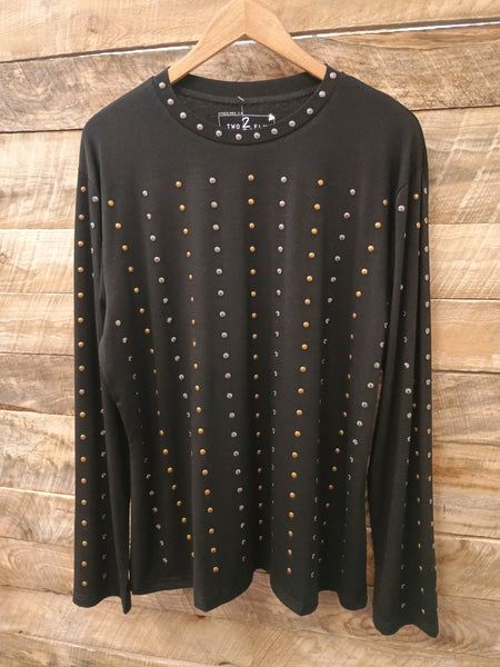 The Black Multi Studs Top