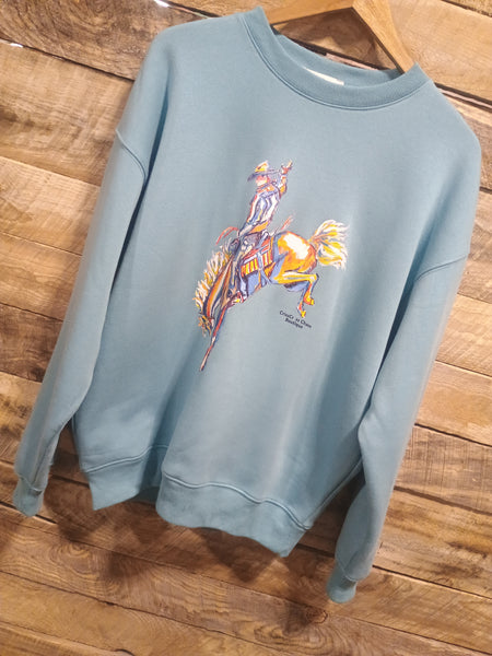 The Come Here CrissCross Chaos Bronc Steel Blue Sweatshirt