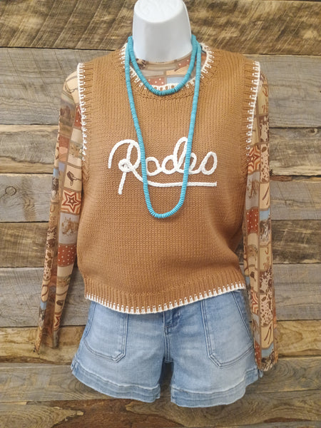 The Square Western Collage Mesh Top