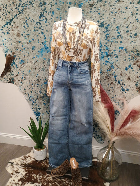 The Kayla High Rise Wide Leg Vintage Wash Jeans