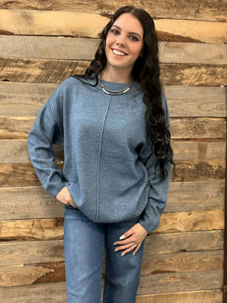 The Stop Here Dusty Blue Sweater