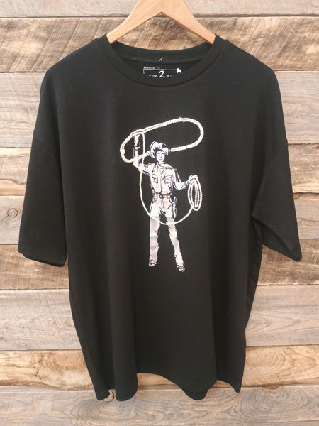 The Rope It Cowboy Black Tee