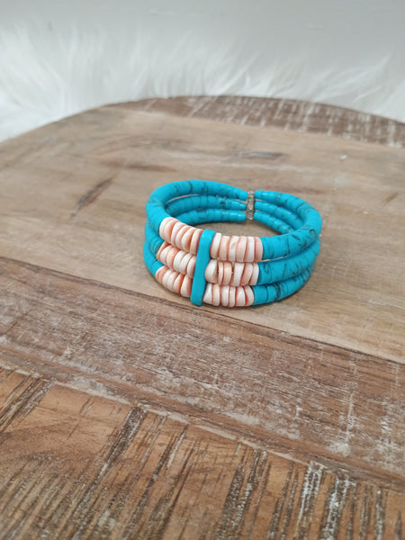 The Turquoise and Coral Stones Bracelet