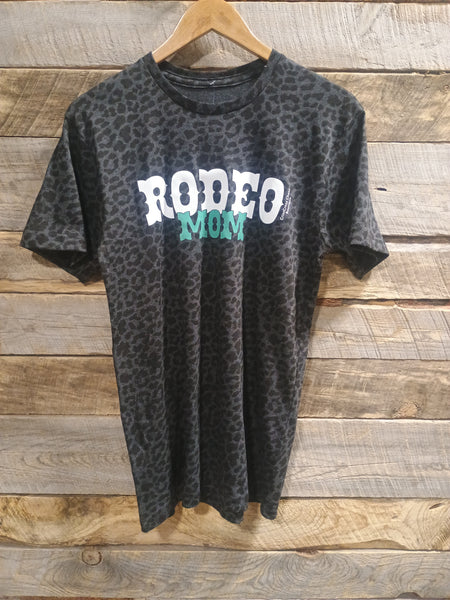 The Rodeo Mom Leopard Black Tee