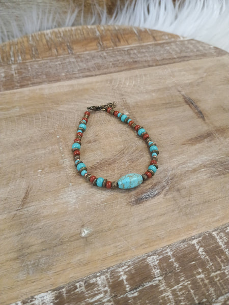 The Real Turquoise and Red Stone Bracelet
