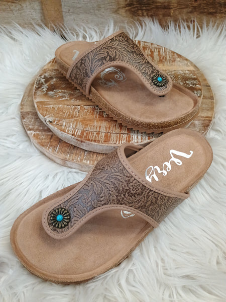 The Day Is Today Dark Tan Sandals