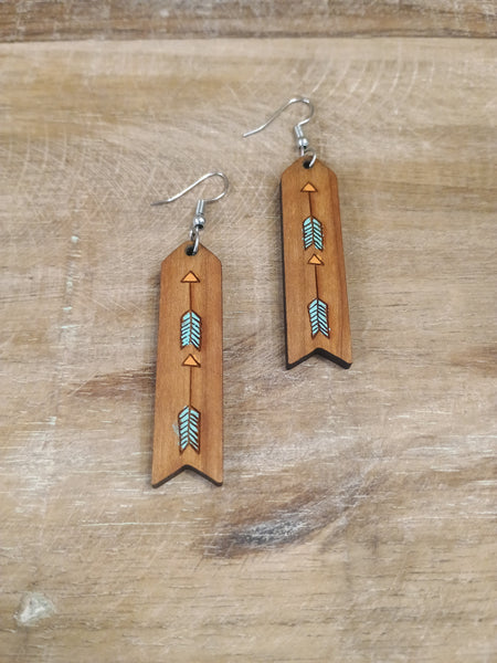 The Long Way Arrow Wood Earrings