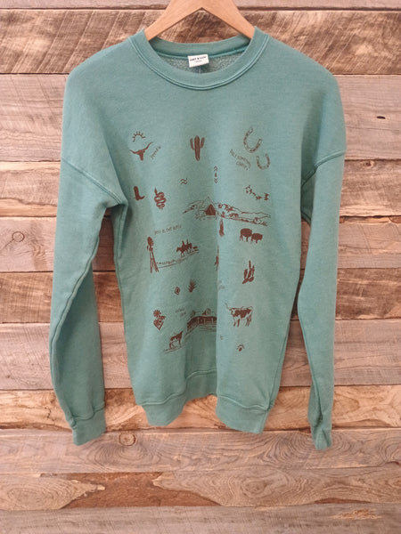 The Western All Over Mineral Dusty Green Sweatshirt