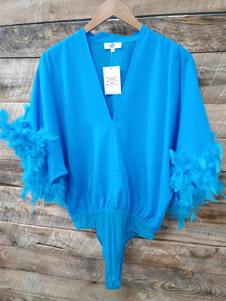 The Fun Feathers Blue Body Suit Top