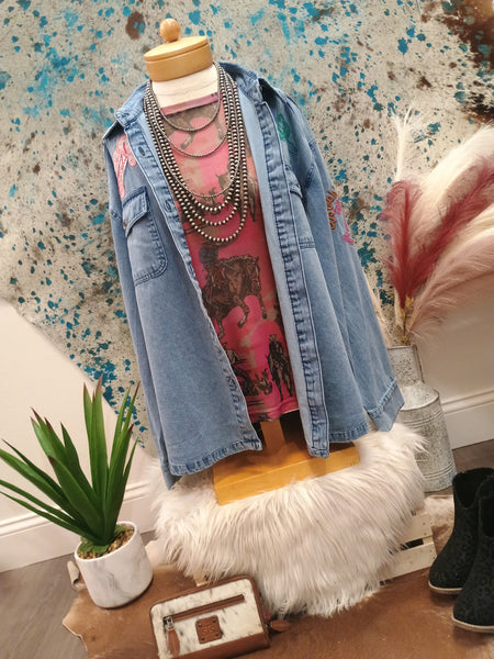 The Giddy Up Embroidery Denim Top Jacket