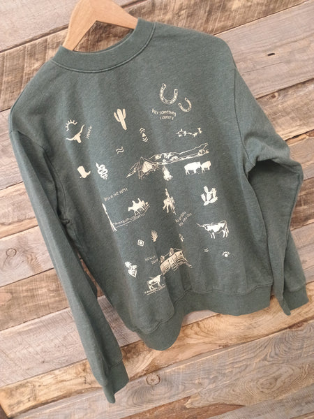 The Western All Over Mineral Olive Sweatshirt