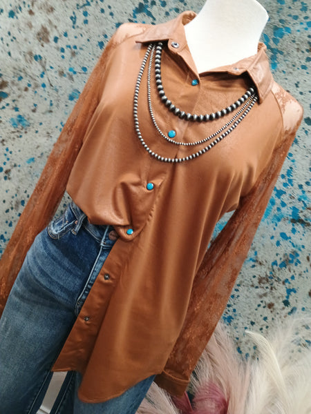 The Button Rust Down Top Cardigan