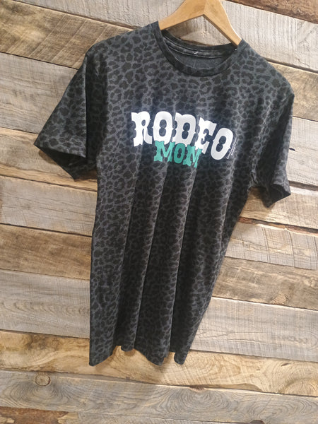 The Rodeo Mom Leopard Black Tee