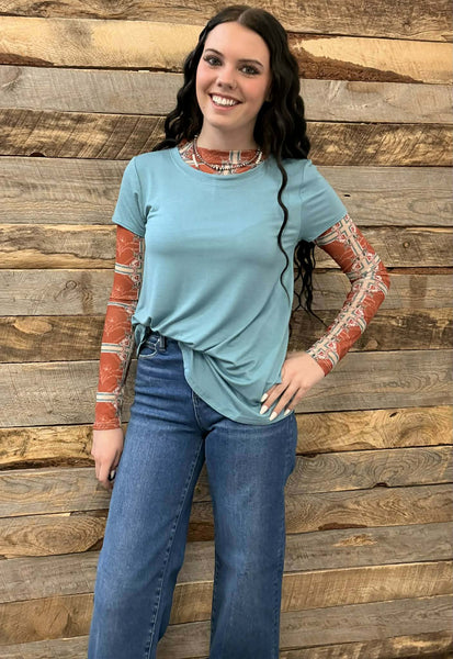 The Walk This Way Dusty Teal Top