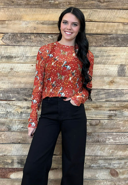 The Cowboy Red Mesh Top
