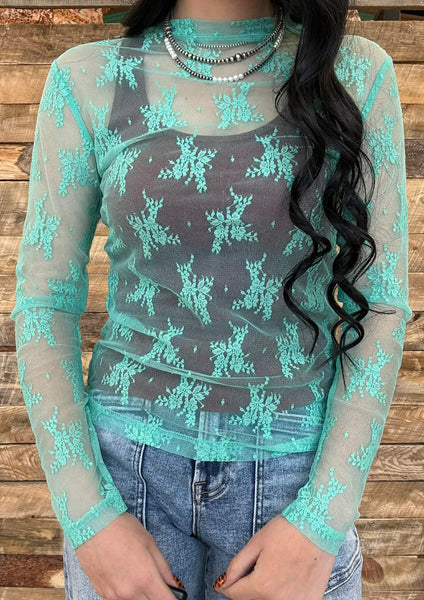 The Mint Lace Mesh Top