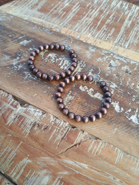 The Way Around Faux Navajo Pearl Copper Earrings