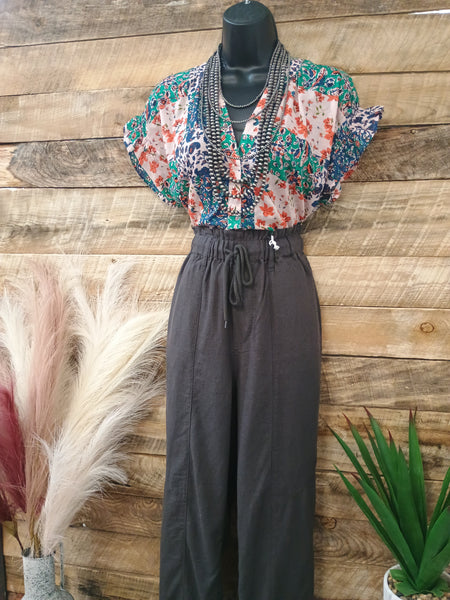 The Pretty Days Linen Dark Grey Pants