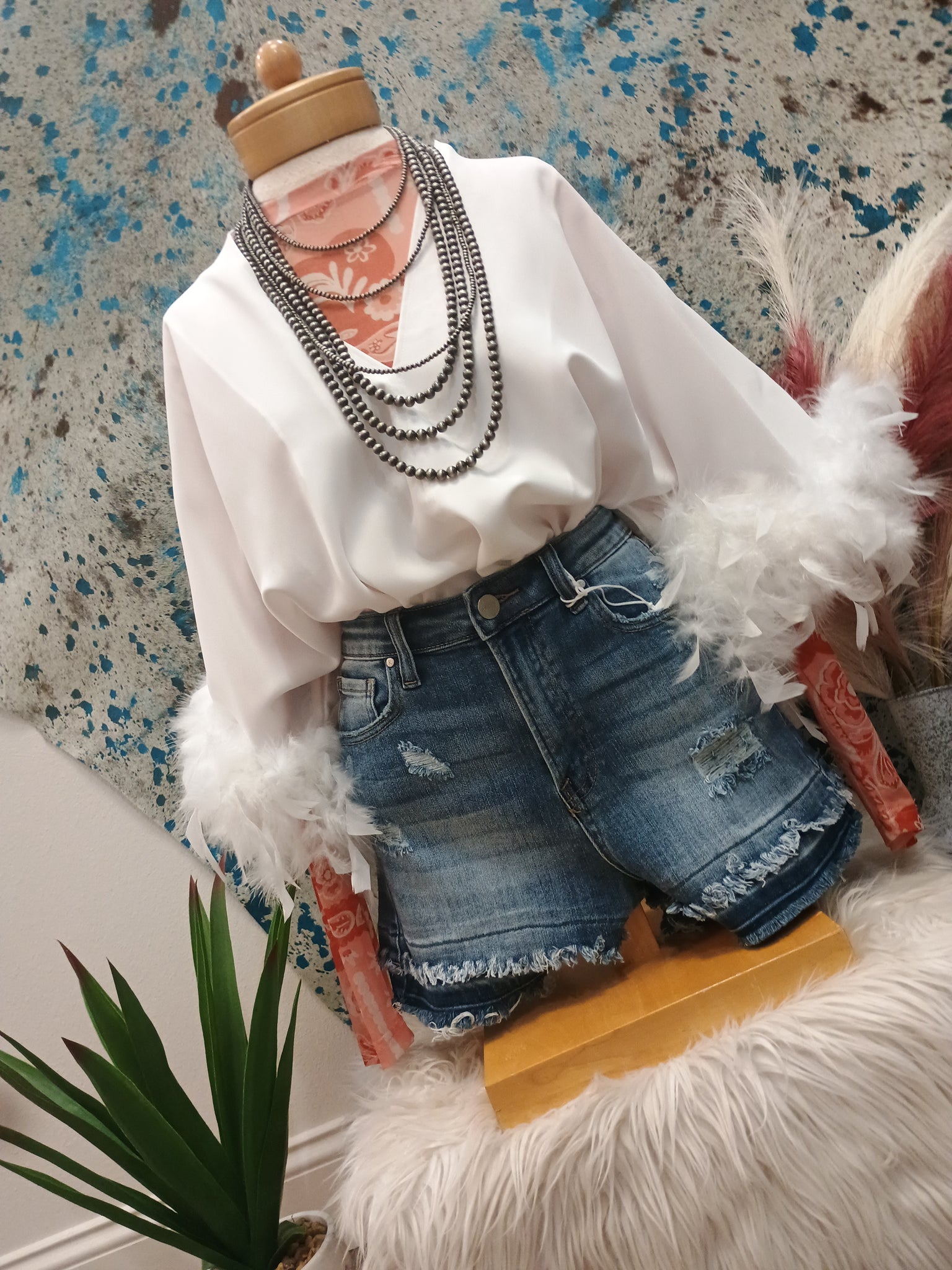 The Fun Feathers White Body Suit Top