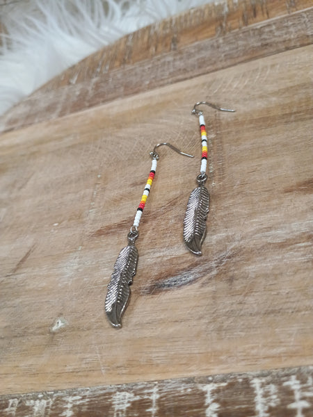 The Beaded Feather Earrings