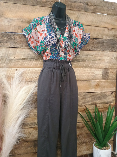 The Pretty Days Linen Dark Grey Pants