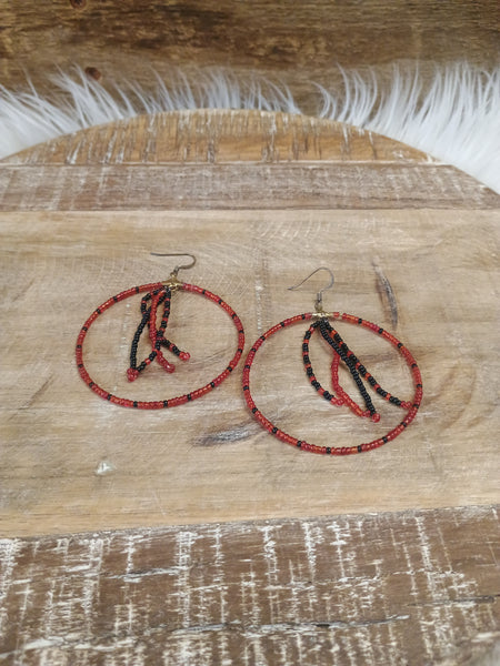 The Black and Red Needed Hoop Earrings