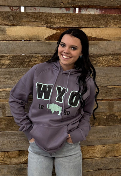 The Distressed WYO Bison Cosmic Purple Hoodie