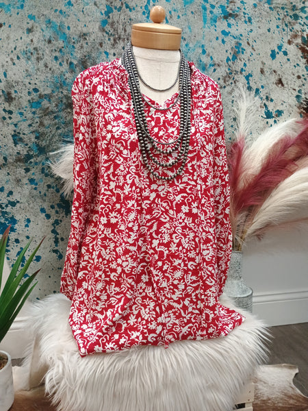 The Floral Print Tie Neck Top