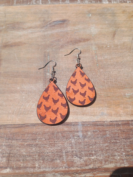 The Chicken Teardrop Leather Earrings