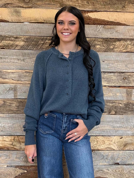 The Half Way Dusty Blue Sweater Top